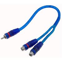 Cables RCA Adaptateur Y RCA - 1 RCA Male 2 RCA Femelles - Double blindage - bleu