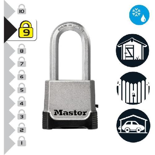 Cadenas De Bagage Cadenas Haute Sécurité - MASTER LOCK - M176EURDLH - Zinc - Anse XL - Extérieur