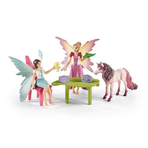 Figurine Miniature - Personnage Miniature Café des Elfes - Coffret de jouets Magique de 21 Pieces avec Fée. Licorne. Maison et Accessoires - Maison de Poupées Enchantée - a