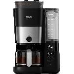 Cafetiere filtre avec broyeur intégré - PHILIPS - HD7888/01 - Jusqu'a 10 tasses - 1.25 L - Noir / Argent