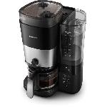 Cafetiere Cafetiere filtre avec broyeur intégré - PHILIPS - HD7888/01 - Jusqu'a 10 tasses - 1.25 L - Noir / Argent