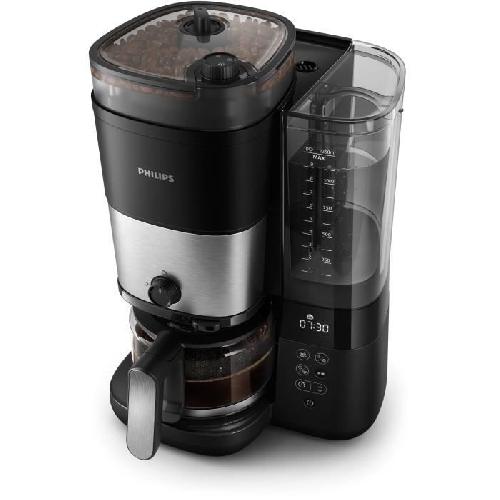 Cafetiere Cafetiere filtre avec broyeur intégré - PHILIPS - HD7888/01 - Jusqu'a 10 tasses - 1.25 L - Noir / Argent