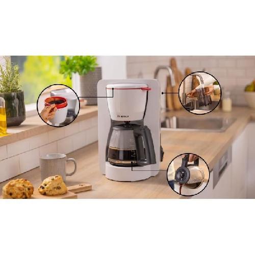 Cafetiere Cafetiere Filtre - BOSCH - TKA2M111 MyMoment - Blanche - Capacité 1.25L - verseuse verre - systeme anti-gouttes