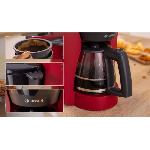 Cafetiere Cafetiere Filtre - BOSCH - TKA2M114 MyMoment - Rouge - Capacité 1.25L - verseuse verre - systeme anti-gouttes