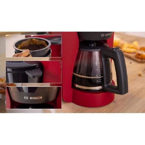 Cafetiere Cafetiere Filtre - BOSCH - TKA2M114 MyMoment - Rouge - Capacité 1.25L - verseuse verre - systeme anti-gouttes