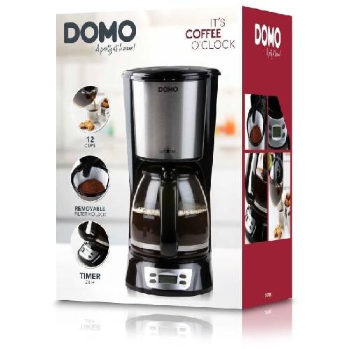 Cafetiere Cafetiere Filtre - DOMO - DO708K - 1000 W - 1.5 L - 12 tasses - Ecran LCD - Minuteur 24 h - Noir et acier inoxydable