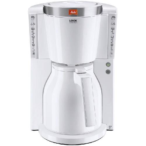 Cafetiere filtre MELITTA Look IV Therm Selection 1011-11 Blanc/Acier Brossé - 12 tasses - AromaSelector - 1000W