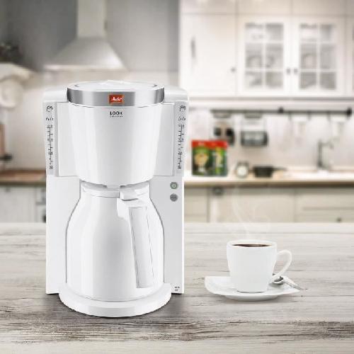 Cafetiere filtre MELITTA Look IV Therm Selection 1011-11 Blanc/Acier Brossé - 12 tasses - AromaSelector - 1000W