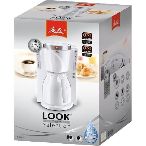 Cafetiere filtre MELITTA Look IV Therm Selection 1011-11 Blanc/Acier Brossé - 12 tasses - AromaSelector - 1000W