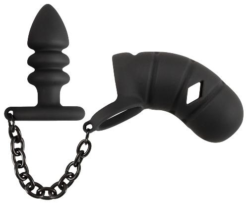 Attacher Cage a penis avec plug anal