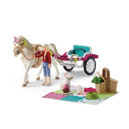 Figurine Miniature - Personnage Miniature Caleche pour le spectacle équestre. coffret schleich avec 32 éléments inclus dont 1 cheval schleich et 1 personnage. coffret