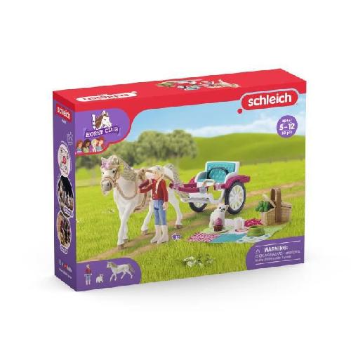 Figurine Miniature - Personnage Miniature Caleche pour le spectacle équestre. coffret schleich avec 32 éléments inclus dont 1 cheval schleich et 1 personnage. coffret