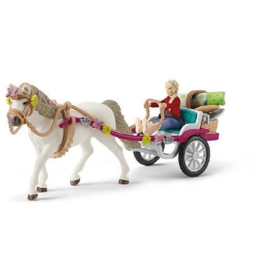 Figurine Miniature - Personnage Miniature Caleche pour le spectacle équestre. coffret schleich avec 32 éléments inclus dont 1 cheval schleich et 1 personnage. coffret