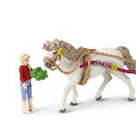 Figurine Miniature - Personnage Miniature Caleche pour le spectacle équestre. coffret schleich avec 32 éléments inclus dont 1 cheval schleich et 1 personnage. coffret