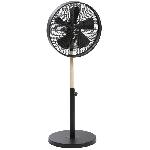 Ventilateur CALIFORNIA Noir & Bois - Ventilateur sur pied Ø40cm 50W oscillant