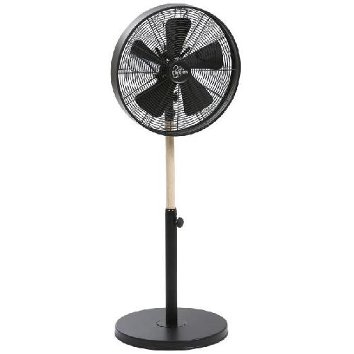 Ventilateur CALIFORNIA Noir & Bois - Ventilateur sur pied Ø40cm 50W oscillant