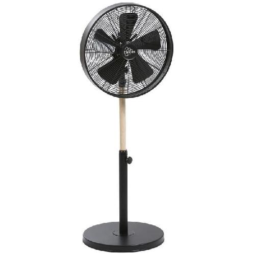 Ventilateur CALIFORNIA Noir et Bois - Ventilateur sur pied O40cm 50W oscillant
