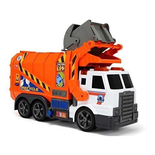 Vehicule Miniature Assemble - Engin Terrestre Miniature Assemble Camion Poubelle - DICKIE TOYS - Modele Camion poubelle - Couleur Orange - Pour Enfant a partir de 3 ans