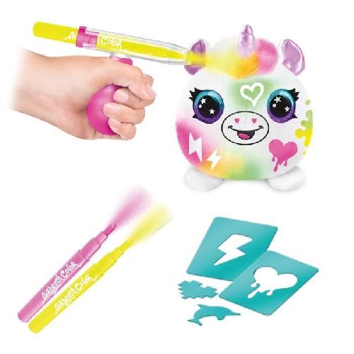 Jeu De Coloriage - Dessin - Pochoir Canal Toys - Airbrush Plush -  Mini Peluche surprise a Personnaliser avec Feutres et Pochoirs - 1-pack Néon - AIR 020