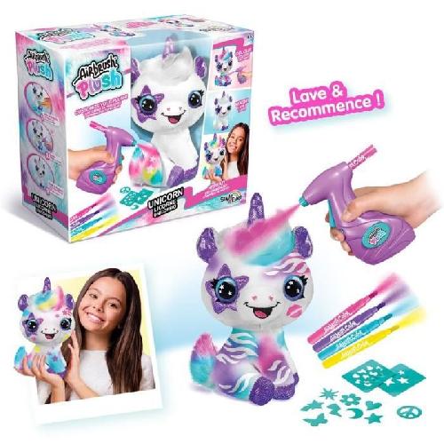 Jeu De Coloriage - Dessin - Pochoir Canal Toys Peluche a personnaliser Licorne - Airbrush électrique avec pochoirs et feutres