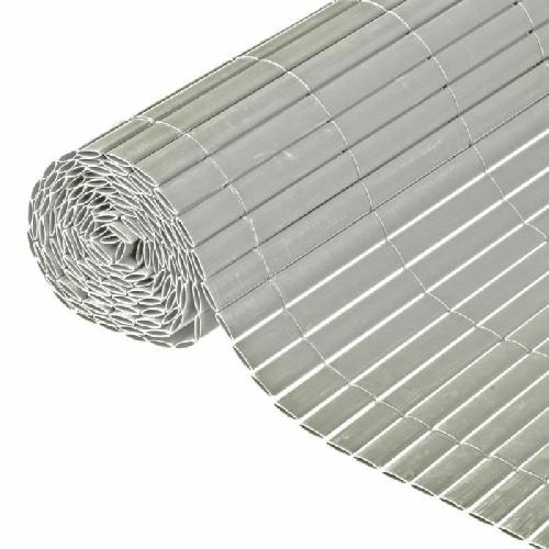 Cloture - Canisse - Brise Vue - Grillage - Panneau Canisse double face PVC gris - NATURE - 1 x 3 m - 100 occultant - 1500 g-m2