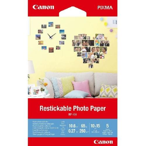 Papier Imprimante - Ramette - Rouleau CANON Papier Photo repositionnable 10x15cm RP-101 260gr 5 feuilles