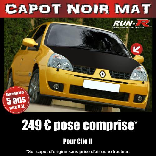 Services & Conseils CAPOT NOIR MAT compatible avec CLIO 2 - Run-R