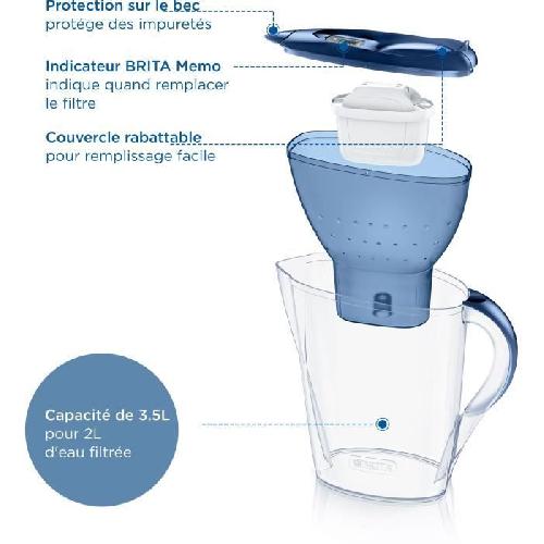 Carafe Filtrante Carafe filtrante BRITA Marella bleu XL (3.5L) inclus 1 cartouche filtrante MAXTRA PRO All-in-1