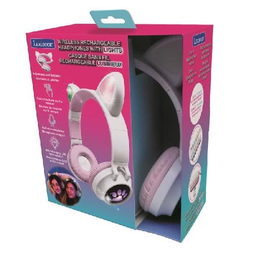 Casque Audio Enfant Casque audio 2-en-1 avec oreilles de chat LEXIBOOK - Bluetooth 5.0 - Rose - Pour enfants a partir de 4 ans