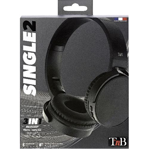Casque - Ecouteur Filaire - Oreillette Bluetooth - Kit Pieton Telephone Casque Audio Bluetooth Noir Single 2 Tnb x3