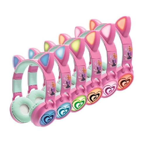 Casque Audio Enfant Casque enfant - LEXIBOOK - Barbie - Bluetooth 5.0 - Effets lumineux - Microphone intégré