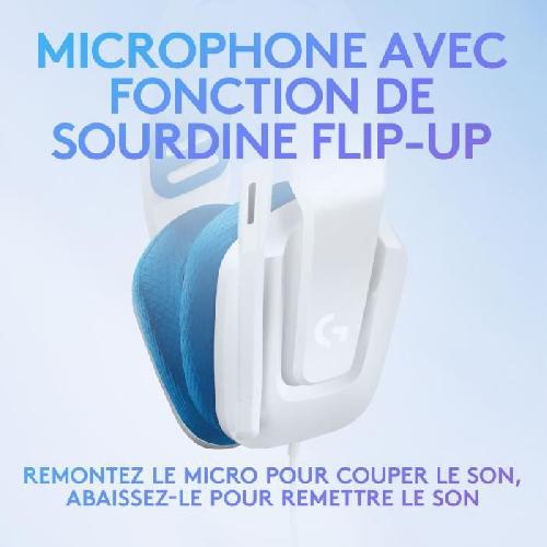 Casque  - Microphone Casque gamer - Filaire - Logitech G - G335  - Léger - Blanc