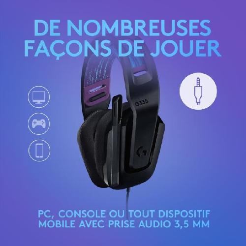 Casque  - Microphone Casque gamer - Filaire - Logitech G - G335  - Léger - Noir