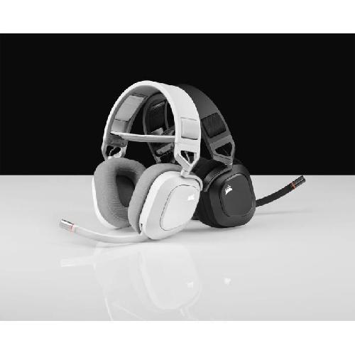 Casque  - Microphone Casque Gaming Sans Fil CORSAIR HS80 RGB Wireless Blanc Son Dolby Atmos Microphone Omnidirectionnel