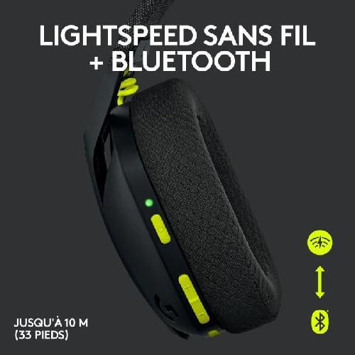 Casque  - Microphone Casque Gaming Sans Fil - LOGITECH G - G435 LIGHTSPEED - Bluetooth avec micro intégré pour PC. PS4. PS5. Switch. Mobile - Noir