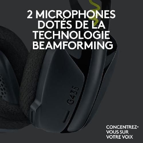 Casque  - Microphone Casque PC Logitech Gaming G435 LIGHTSPEED sans fil. Bluetooth. avec micro - Noir