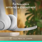 Casque  - Microphone Casque PC Logitech Zone 300 Bluetooth sans fil avec microphone anti-parasite - Blanc