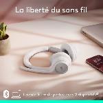 Casque  - Microphone Casque PC Logitech Zone 300 Bluetooth sans fil avec microphone anti-parasite - Blanc