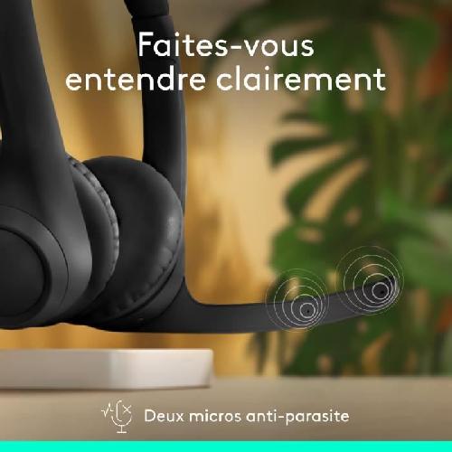 Casque  - Microphone Casque PC Logitech Zone 300 Bluetooth sans fil avec microphone anti-parasite - Noir