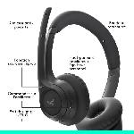 Casque  - Microphone Casque PC Logitech Zone 300 Bluetooth sans fil avec microphone anti-parasite - Noir