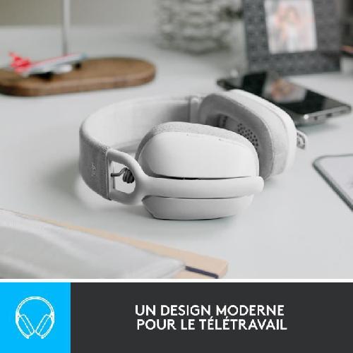 Casque  - Microphone Casque PC Logitech Zone Vibe 100 Casque d''écoute léger sans fil avec Micro anti-bruit - Blanc