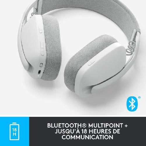 Casque  - Microphone Casque PC Logitech Zone Vibe 100 Casque d''écoute léger sans fil avec Micro anti-bruit - Blanc