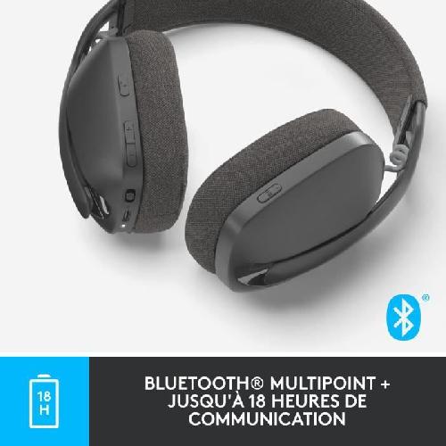 Casque  - Microphone Casque PC Logitech Zone Vibe 100 Casque d''ecoute leger sans fil avec Micro anti-bruit - Graphite