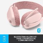 Casque  - Microphone Casque PC Logitech Zone Vibe 100 Casque d''ecoute leger sans fil avec Micro anti-bruit - Rose