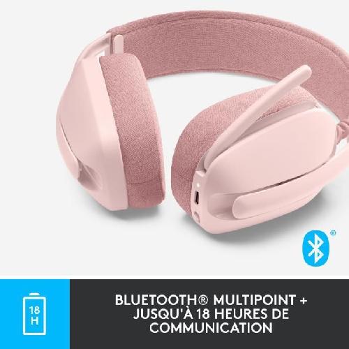 Casque  - Microphone Casque PC Logitech Zone Vibe 100 Casque d''ecoute leger sans fil avec Micro anti-bruit - Rose