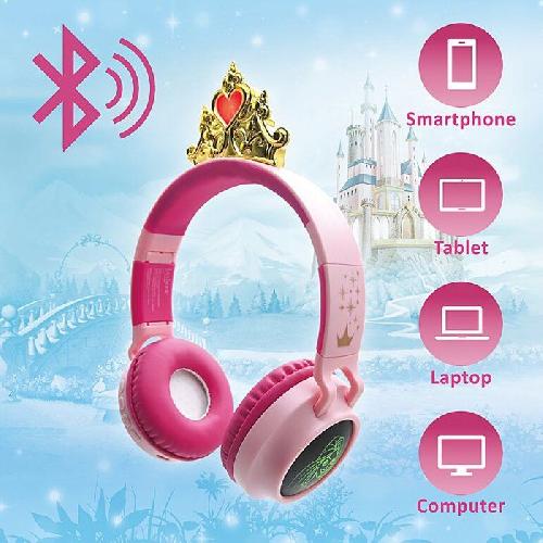 Casque Audio Enfant Casque pour enfant - LEXIBOOK - Disney Princesses - Bluetooth 5.0 - Couronne lumineuse - Design mignon