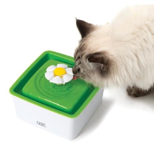 CAT IT Abreuvoit mini avec fleur - 1.5 L -50.7 oz liq.- - Blanc et vert - Pour chat