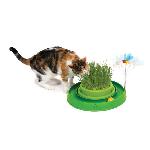 Jouet CAT IT Cuircuit 3 en 1 avec balle et jardiniere d'herbe - O 36 cm - Vert - Pour chat