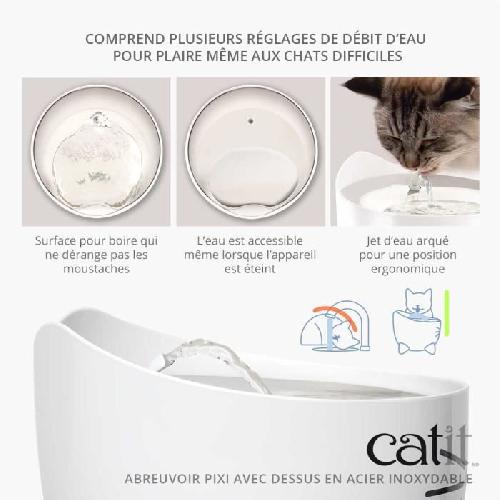 Abreuvoir CAT IT Fontaine a eau automatique pour chat - 2.5 L (Acier inox et filtre)