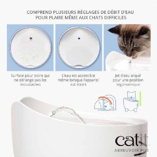 Abreuvoir CAT IT Fontaine a eau automatique pour chat - 2.5 L - Blanc